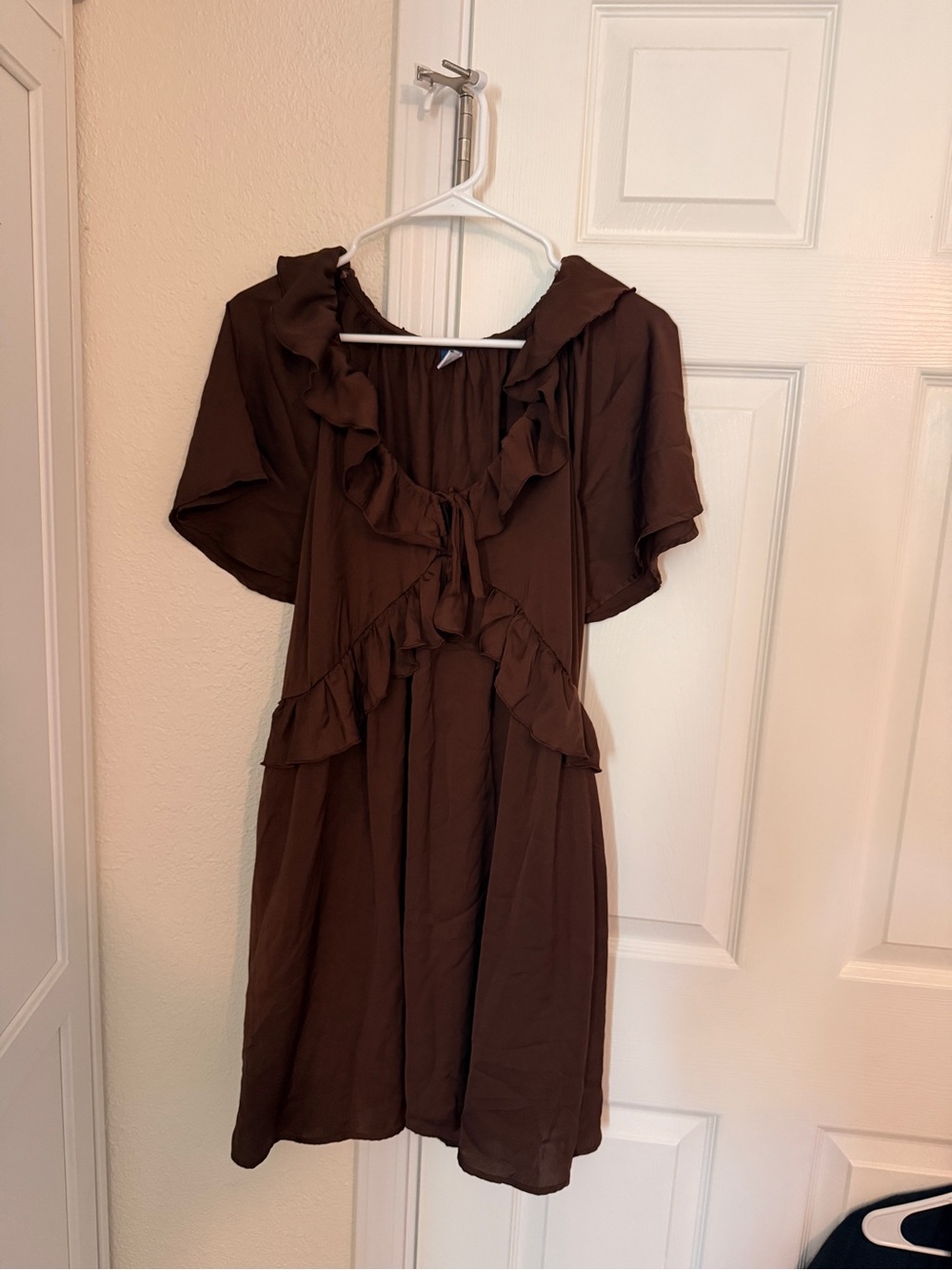 Satin Ruffle Mini Dress